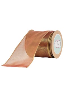 Meraki Cards Meraki Cards Golden Brown Lurex Wired Ribbon Width 63mm 