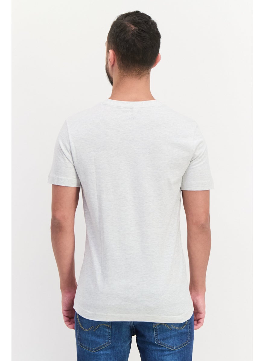 Free Soul Men Crew Neck Short Sleeve Graphic Print Troon T-Shirt, Off White Heather  - Image 3