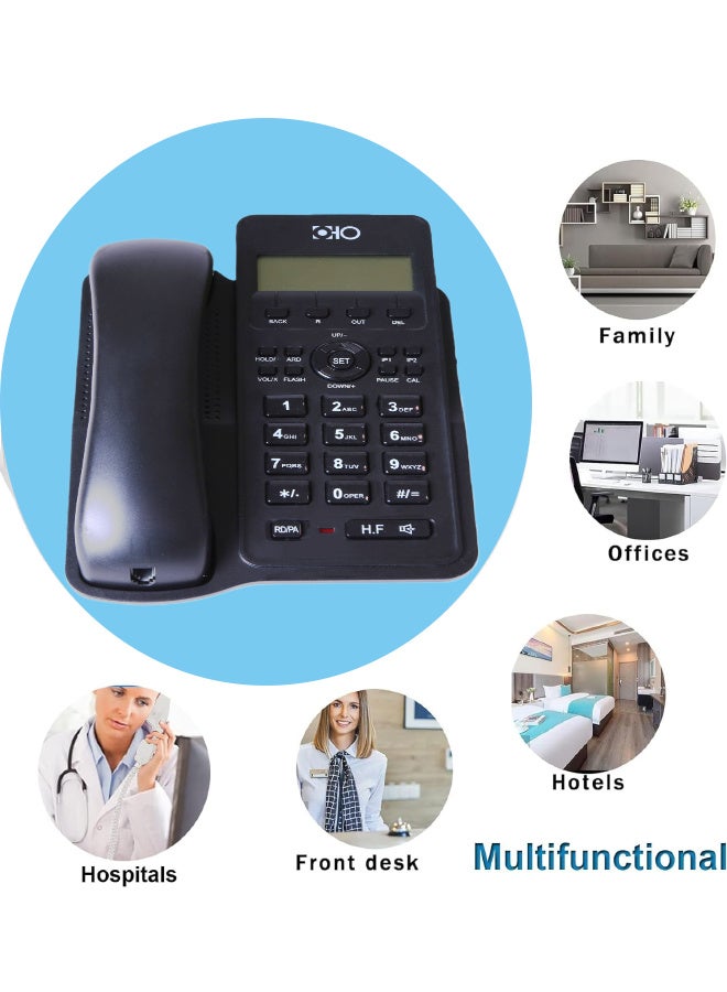 Oho Landline Phone with Caller, Handsfree Speakerphone, LED Screen, Home /Office/Hotel Phone with Caller ID, Corded Caller ID Telephone, Black - Image 4
