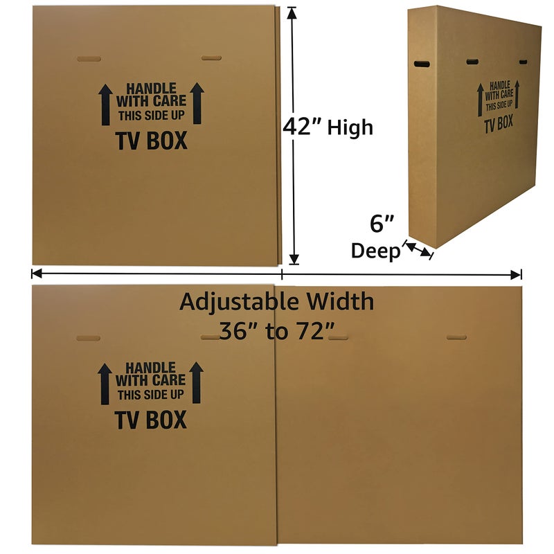 Uboxes Moving Boxes for Your TV Fits 1 LCD/LED up to 70" Plasma, LCD, or LED TV. Moving Box Size : expandable to 70"Length by Width 8" and 40" Height (TV Moving Box - 2 Pack)" - Image 3