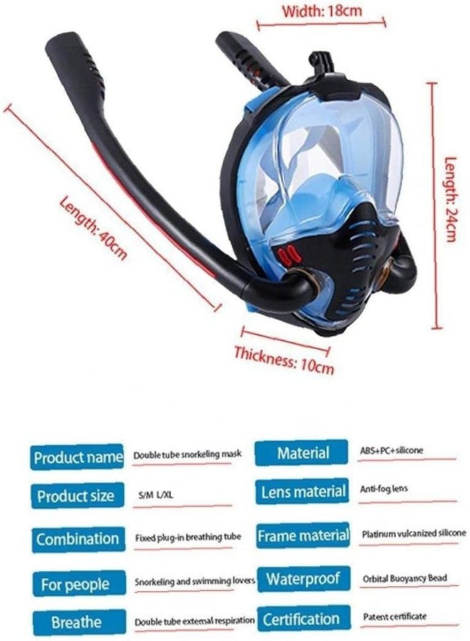 VBM Full Face Snorkel Mask Double Tubes Designed Anti Leak Dry Top System with Camera Mount 180°Panoramic View Snorkeling Gear for Adults Kids Men Women Safe Breathing Snorkel Set (Black S/M) - Image 5
