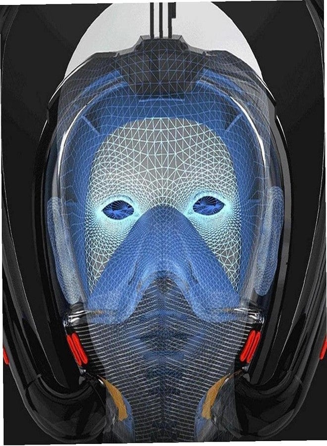 VBM Full Face Snorkel Mask Double Tubes Designed Anti Leak Dry Top System with Camera Mount 180°Panoramic View Snorkeling Gear for Adults Kids Men Women Safe Breathing Snorkel Set (Black S/M) - Image 4