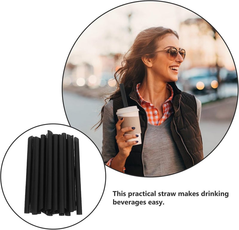 500pcs Individually Wrapped Black Dessert Straws for Milk Tea 19cm Thick Drinking Straws for Bubble Tea and Beverages Food-grade - Image 2