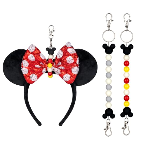 Eybila 2Pcs Mouse Ear Holder for Backpack Beaded Lanyard Keychain Park Trip Essentials Headband Hanging Accessories Display Decor - Image 1