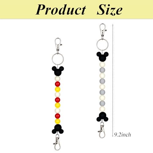 Eybila 2Pcs Mouse Ear Holder for Backpack Beaded Lanyard Keychain Park Trip Essentials Headband Hanging Accessories Display Decor - Image 2