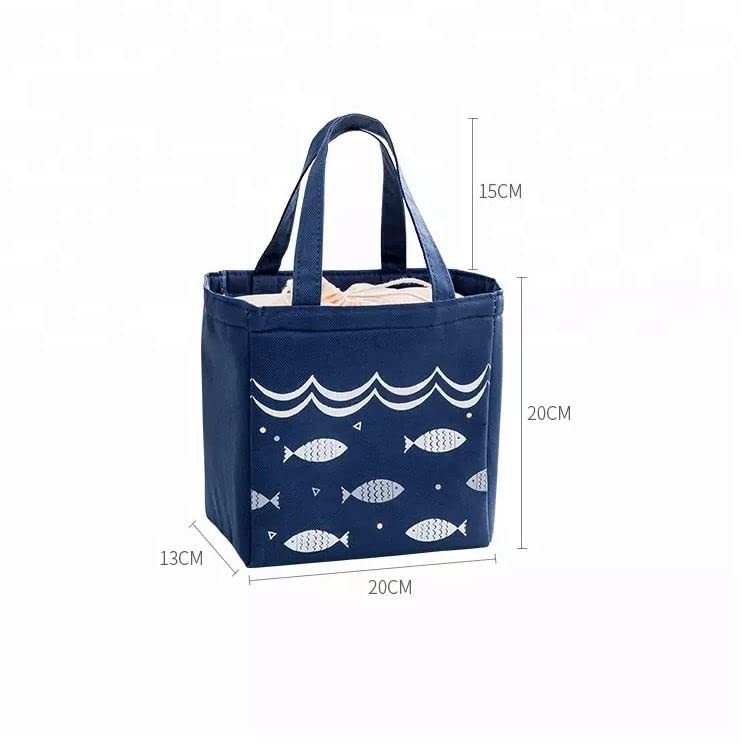 Glaceon Glaceon Fish Pattern Lunch BagInsulated Lunch Bag Printed Canvas Reusable Cooler Tote Bag for Ladies Woman Man School Work Picnic Grey  - Image 4