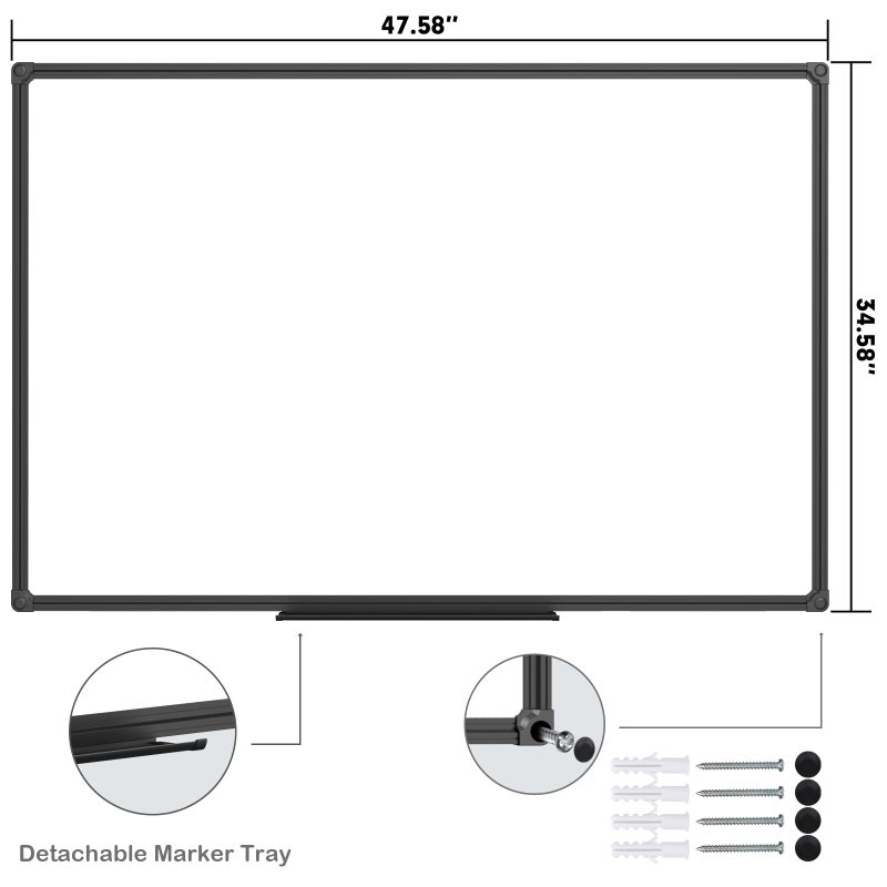 JILoffice Magnetic Whiteboard/White Board, Dry Erase Board 48 x 36 Inch, Black Aluminum Frame Wall Mounted Board for Office Home and School - Image 4