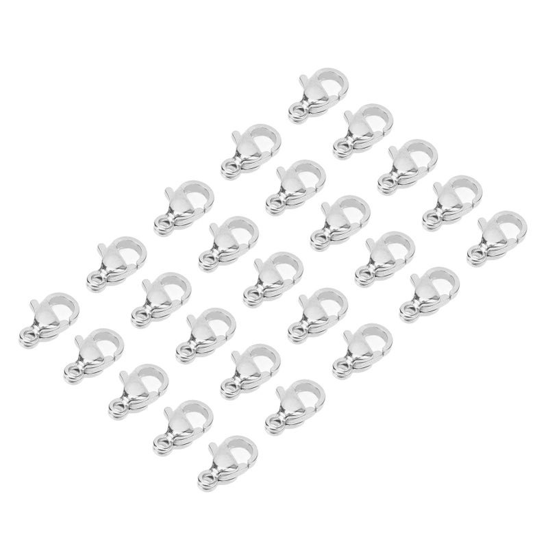 Lobster Claw Clasps: 25 Steel Color Stainless Steel Units - Easy To Open Close Jewelry Clasps for DIY Bracelet Necklace Craft Projects - Image 4