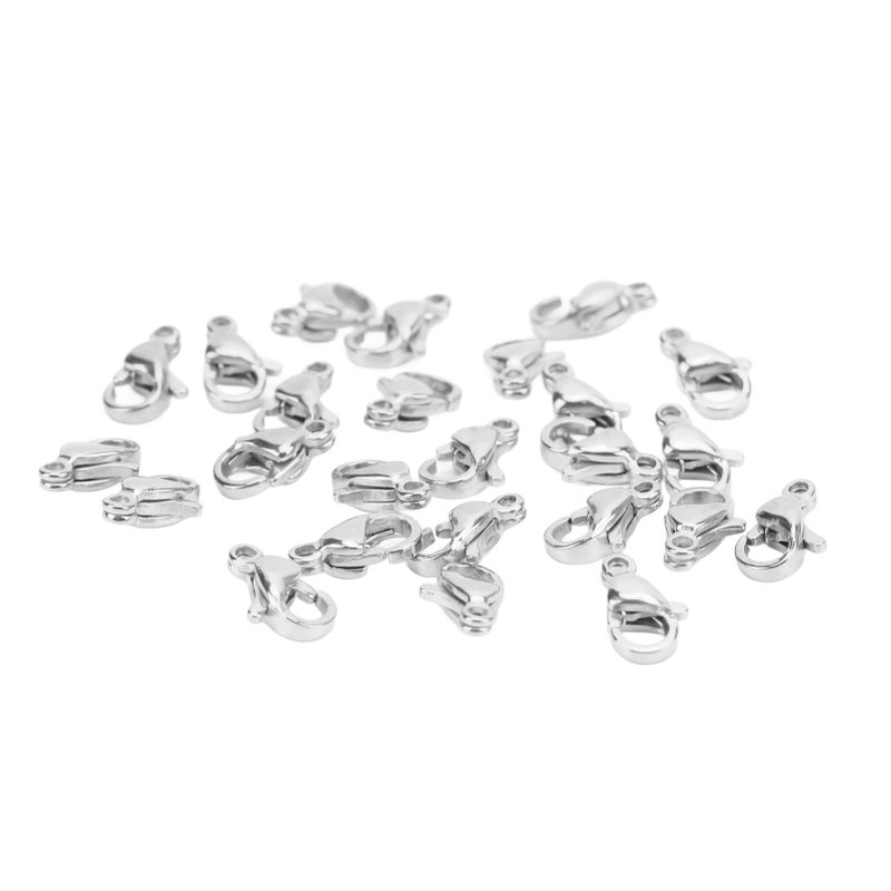 Lobster Claw Clasps: 25 Steel Color Stainless Steel Units - Easy To Open Close Jewelry Clasps for DIY Bracelet Necklace Craft Projects - Image 2