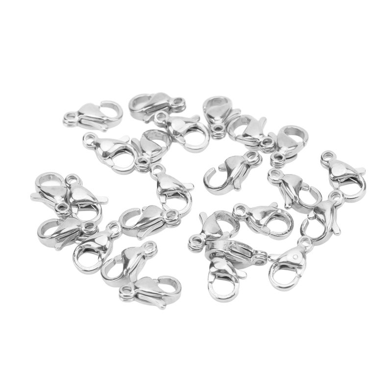 Lobster Claw Clasps: 25 Steel Color Stainless Steel Units - Easy To Open Close Jewelry Clasps for DIY Bracelet Necklace Craft Projects - Image 3