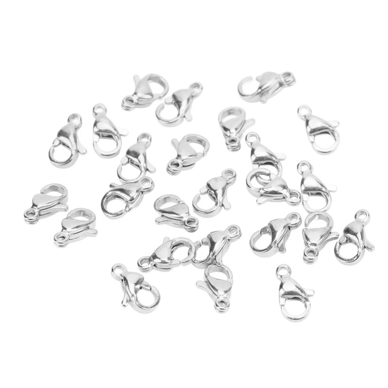 Lobster Claw Clasps: 25 Steel Color Stainless Steel Units - Easy To Open Close Jewelry Clasps for DIY Bracelet Necklace Craft Projects - Image 5