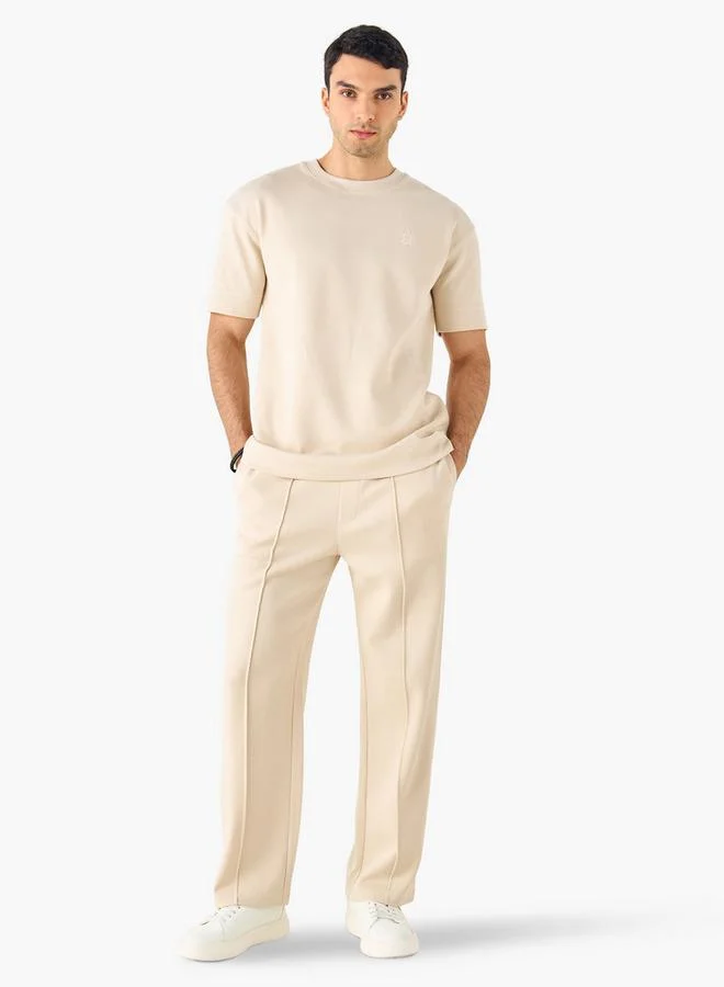 Emperor Emperor Applique Detail Crew Neck T-shirt with Short Sleeves