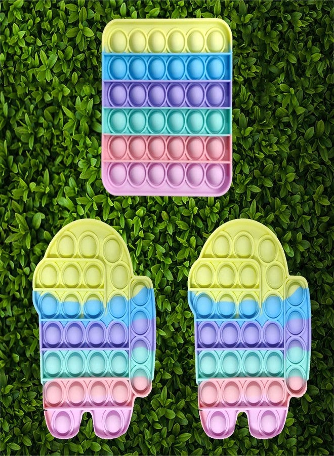MANVI Fidget Toy for Kids, Sensory Toy for Autism, Fidget Toy for Anxiety, Stress Relief Toys, Push Pop Bubble Fidget Toy, Small Pop It Toy(Rainbow Color) (Android, Android and Square) - Image 5