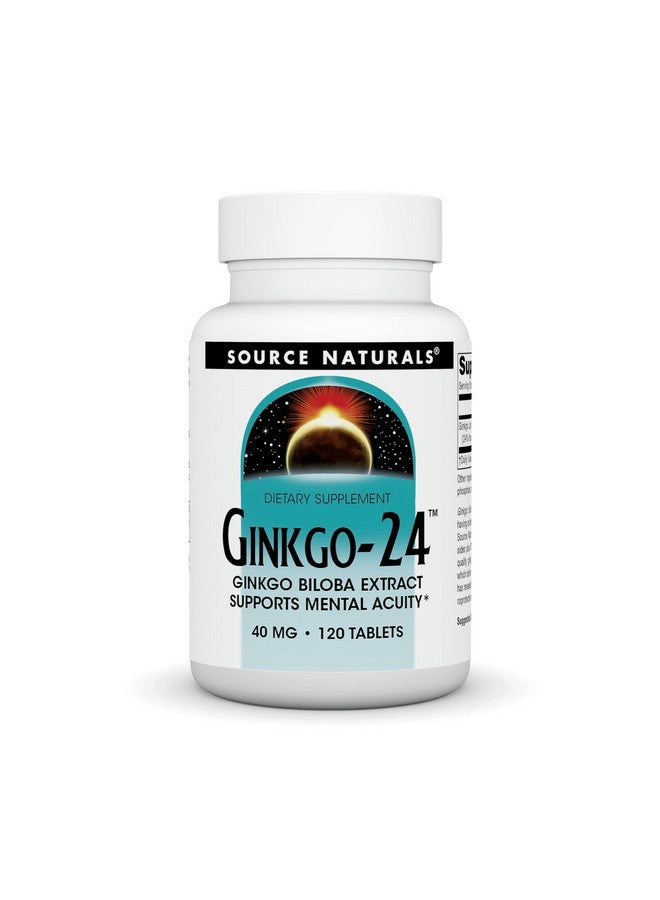 Source Naturals Ginkgo-24 - Ginkgo Biloba Extract Supports Mental Acuity* - 40 mg, 120 Tablets - Image 1