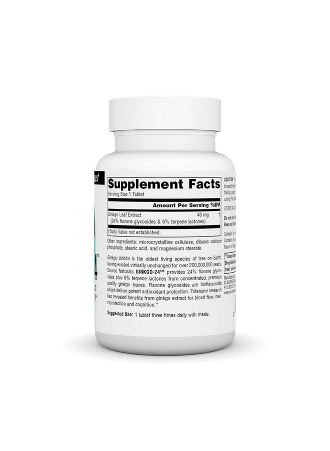 Source Naturals Ginkgo-24 - Ginkgo Biloba Extract Supports Mental Acuity* - 40 mg, 120 Tablets - Image 2