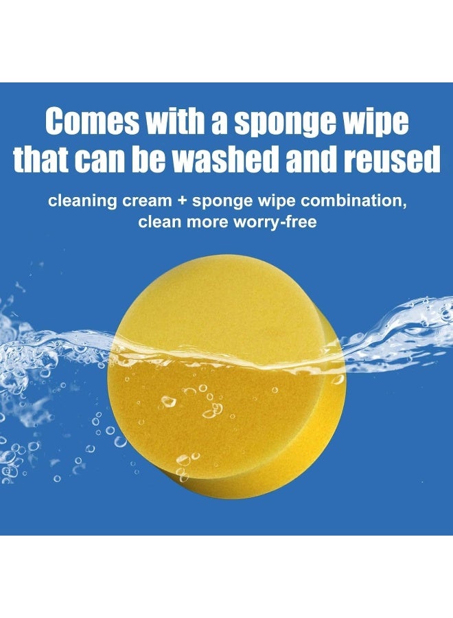 JUE-FISH White Shoe Cleaning Cream, 100g Multi-Functional White Shoes Cleaner Cream, Shoes Whitening Cleansing Gel Sneaker Stain Remover with Sponge, Cleaning Maintenance Yellowing (1PC) - Image 4