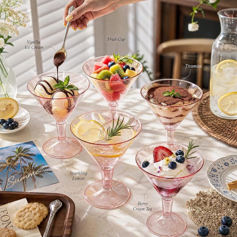 Liacere 24 Pack Pink Plastic Martini Glasses - 6.25oz Disposable Cocktail Glasses - Plastic Margarita Glasses - Plastic Cocktail Glasses Perfect for Wedding & Party & Birthday &Mother's Day - Image 4