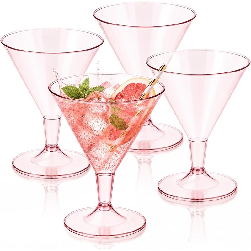 Liacere 24 Pack Pink Plastic Martini Glasses - 6.25oz Disposable Cocktail Glasses - Plastic Margarita Glasses - Plastic Cocktail Glasses Perfect for Wedding & Party & Birthday &Mother's Day - Image 1