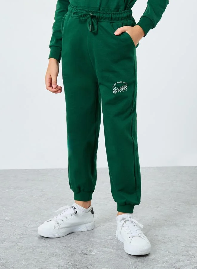 Styli  Boys Green Graphic Print Hoodie And Joggers Set for Men | Best Price UAE