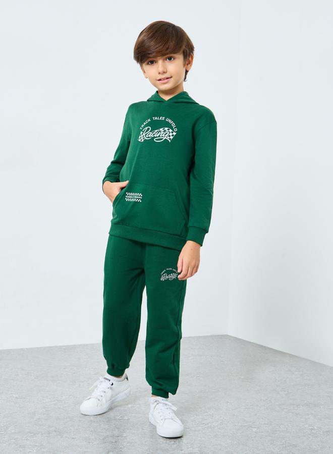 Styli Boys Green Graphic Print Hoodie and Joggers Set - Image 1