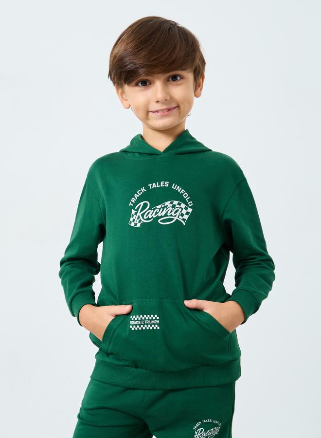 Styli Boys Green Graphic Print Hoodie and Joggers Set - Image 2