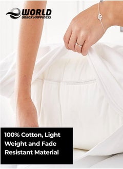 Eworld Waterproof White Cotton Pillow Covers with Smooth Zippers, Double Defense Design Featuring High Thread Count and Plain Style Thick Pillowcases for Home, Hotel, and Dormitory in Pack of 2, And 4  - Image 5
