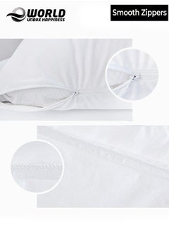 Eworld Waterproof White Cotton Pillow Covers with Smooth Zippers, Double Defense Design Featuring High Thread Count and Plain Style Thick Pillowcases for Home, Hotel, and Dormitory in Pack of 2, And 4  - Image 4