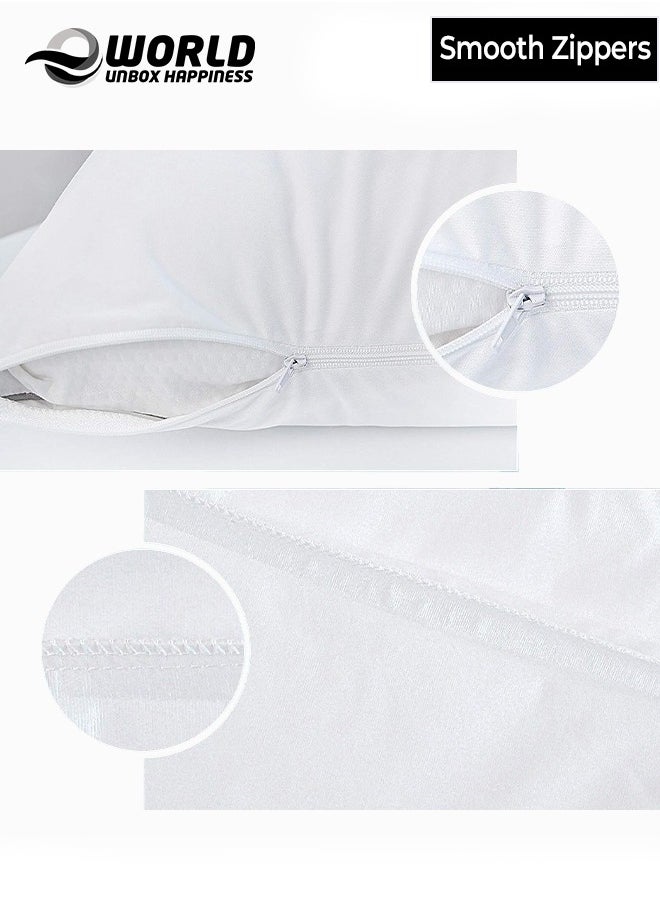 Eworld - Waterproof White Cotton Pillow Covers with Smooth Zippers, Double Defense Design Featuring High Thread Count and Plain Style Thick Pillowcases for Home, Hotel, and Dormitory in Pack of 2, And 4 - Image 1
