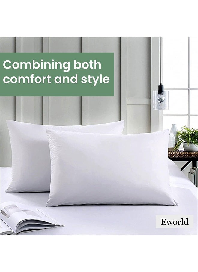 Eworld - Waterproof White Cotton Pillow Covers with Smooth Zippers, Double Defense Design Featuring High Thread Count and Plain Style Thick Pillowcases for Home, Hotel, and Dormitory in Pack of 2, And 4 - Image 1