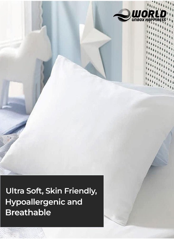 Eworld - Waterproof White Cotton Pillow Covers with Smooth Zippers, Double Defense Design Featuring High Thread Count and Plain Style Thick Pillowcases for Home, Hotel, and Dormitory in Pack of 2, And 4 - Image 1