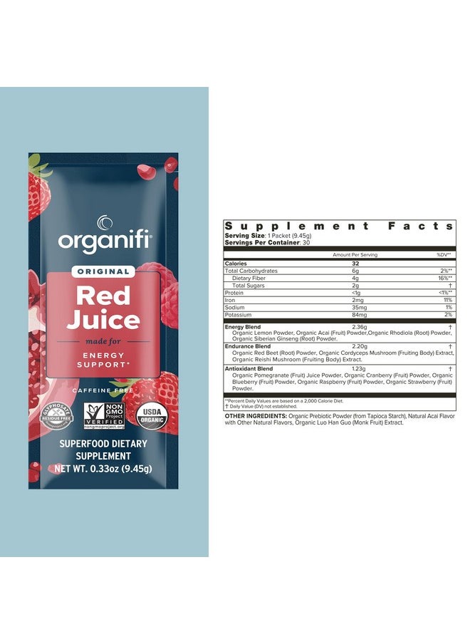 Organifi - Organifi Red Juice - Energy Powder Reduces Afternoon Crashes and Boosts Digestion and Immune System, 14 Go Packets - Image 1