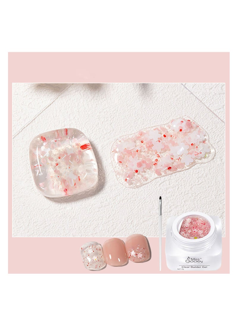 Miss Gooey Nail Polish Colors Cream Solid Gel Colorful Waterproof Canned Field Flowers With ice Quick Dry 60 Seconds Salon-Quality Bright Soak off UV Lamp Required Home DIY Manicure 8g with Brush  - Image 1
