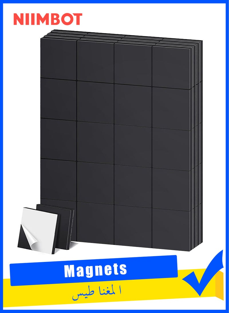 NIIMBOT 100 Pieces Magnets Magnetic Squares Square Magnets with Strong Self Adhesive Backing Tape Perfect for DIY Art Projects Whiteboards and Fridge Magnet Square Tape 20mm x 20mm - Image 1