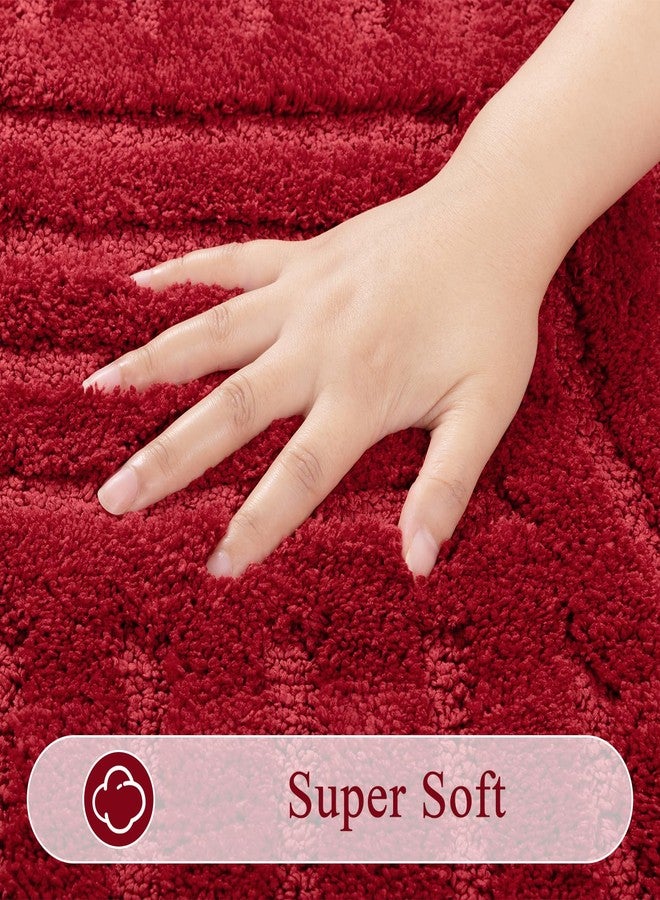 SHACOS سجاد حمام أحمر من شاكوس، مقاس 16 × 24 بوصة، ناعم للغاية، ماص للرطوبة، مصنوع من الألياف الدقيقة، بتصميم بوهيمي، سجاد حمام صغير غير قابل للانزلاق، قابل للغسل، مناسب لأرضية حوض الاستحمام أو الدش، أحمر، 1.4 × 2 قدم - Image 3