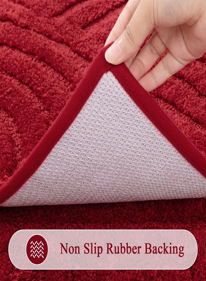 SHACOS سجاد حمام أحمر من شاكوس، مقاس 16 × 24 بوصة، ناعم للغاية، ماص للرطوبة، مصنوع من الألياف الدقيقة، بتصميم بوهيمي، سجاد حمام صغير غير قابل للانزلاق، قابل للغسل، مناسب لأرضية حوض الاستحمام أو الدش، أحمر، 1.4 × 2 قدم - Image 4