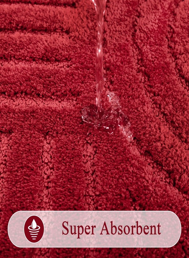 SHACOS سجاد حمام أحمر من شاكوس، مقاس 16 × 24 بوصة، ناعم للغاية، ماص للرطوبة، مصنوع من الألياف الدقيقة، بتصميم بوهيمي، سجاد حمام صغير غير قابل للانزلاق، قابل للغسل، مناسب لأرضية حوض الاستحمام أو الدش، أحمر، 1.4 × 2 قدم - Image 5