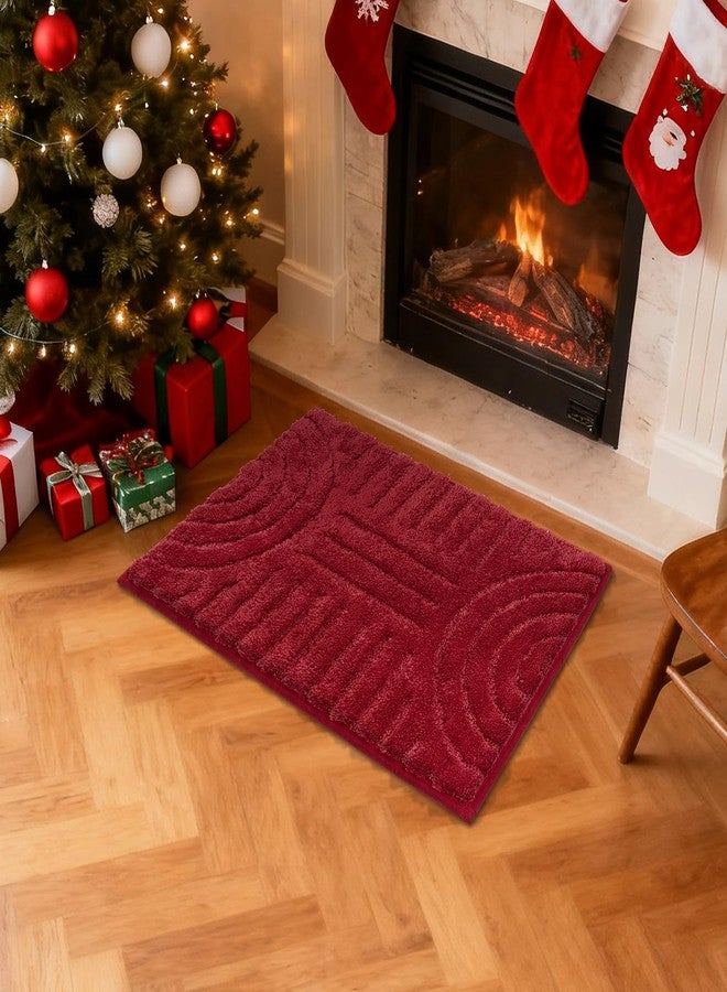 SHACOS سجاد حمام أحمر من شاكوس، مقاس 16 × 24 بوصة، ناعم للغاية، ماص للرطوبة، مصنوع من الألياف الدقيقة، بتصميم بوهيمي، سجاد حمام صغير غير قابل للانزلاق، قابل للغسل، مناسب لأرضية حوض الاستحمام أو الدش، أحمر، 1.4 × 2 قدم - Image 2