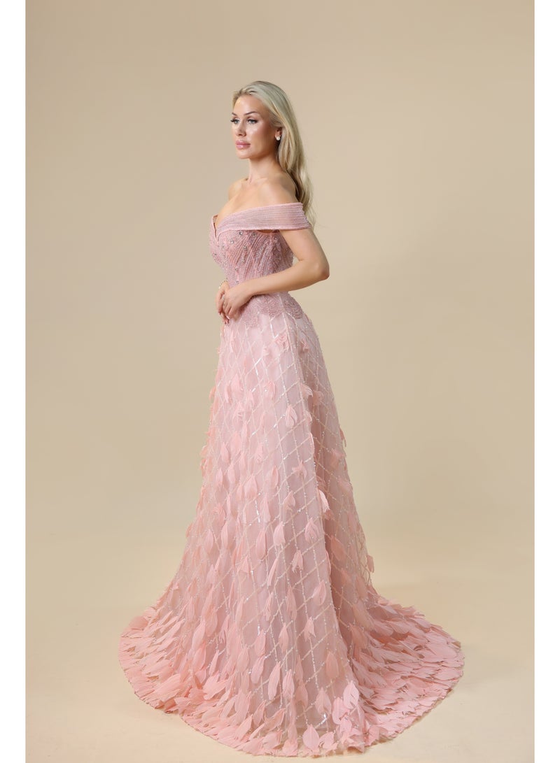 Glamour Muse Off-Shoulder Gown with Flowing Silhouette - Image 1