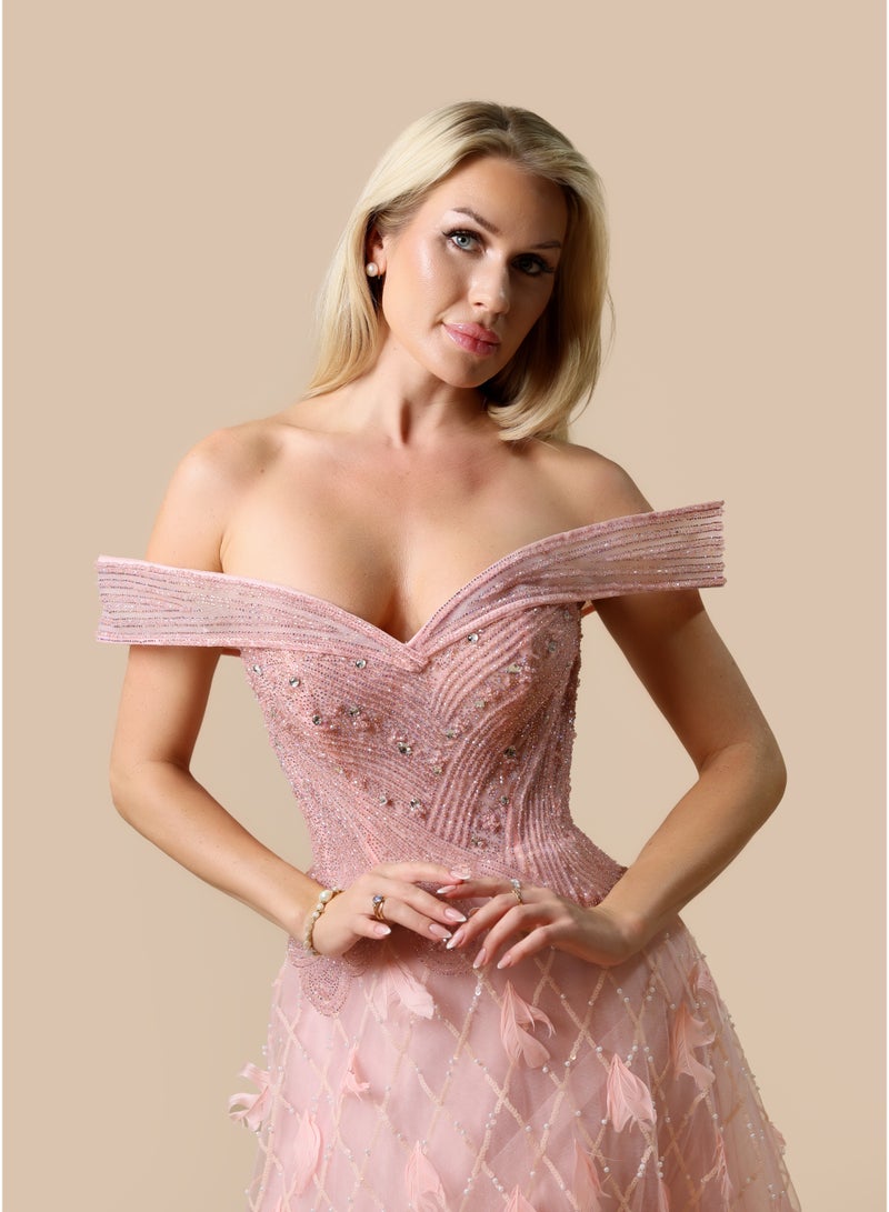 Glamour Muse Off-Shoulder Gown with Flowing Silhouette - Image 4