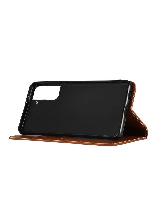 إيروريكس جراب لهاتف Samsung Galaxy S21+ 5G، جراب جلدي قلاب أفقي بملمس جلدي مع إطار صورة وحامل وفتحات بطاقات ومحفظة - Image 5