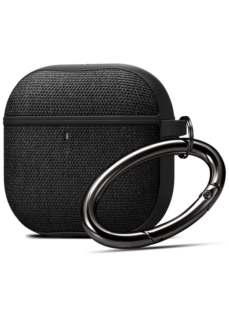 Spigen Urban Fit Airpods 4 Case (2024) 4th Gen Premium Fabric Protective Shockproof Cover with Carabiner - Black  - Image 1