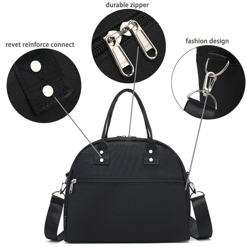 FlowFly Insulated Lunch Bag With Shoulder Strap for Women, Men, and Kids, Large and Reusable, Handle, Freezable Work and School Travel Tote and Meal Prep Organizer (Black) - Image 5