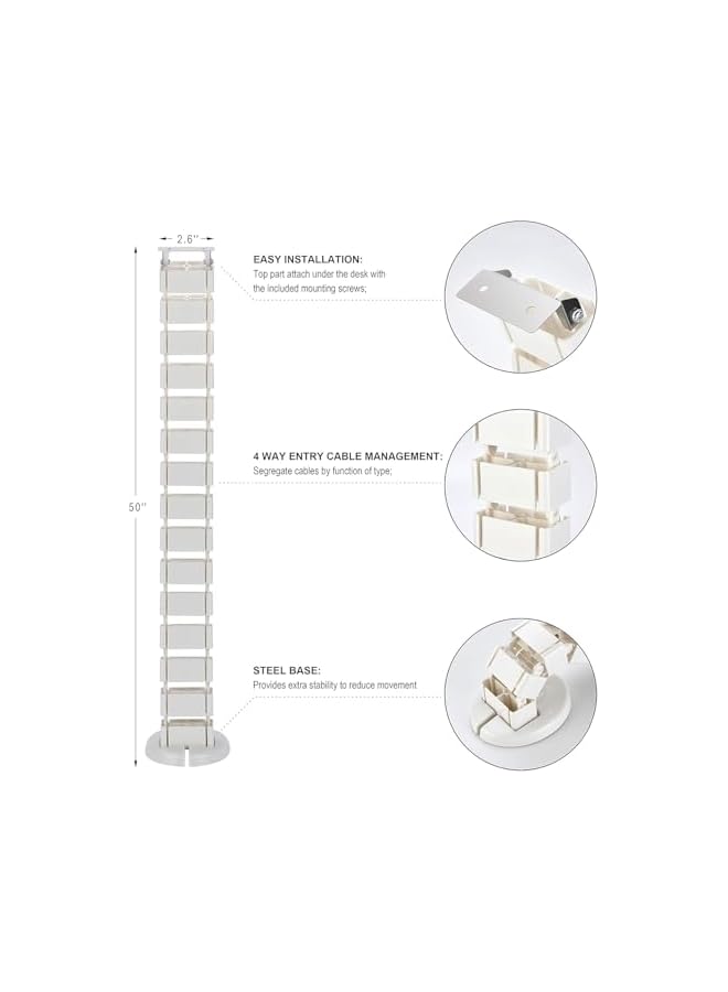 PROMASS مجموعة إدارة الكابلات، بيضاء - Image 3