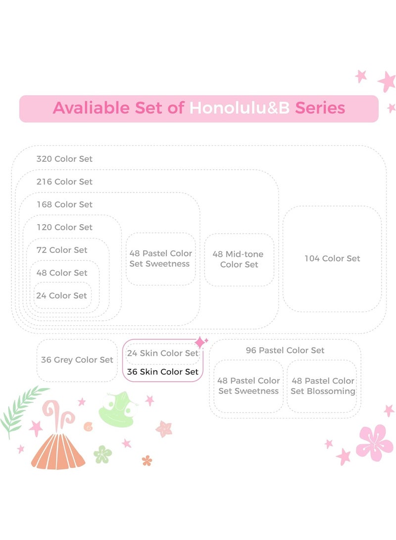 Ohuhu Ohuhu Markers Skin Tone Brush Tip -Skin Color Art Marker Set for Artist Adults Coloring Illustration -36 Portrait Colors - Refillable Ink - Brush & Chisel Dual Tips- Honolulu of Ohuhu Markers - Image 4