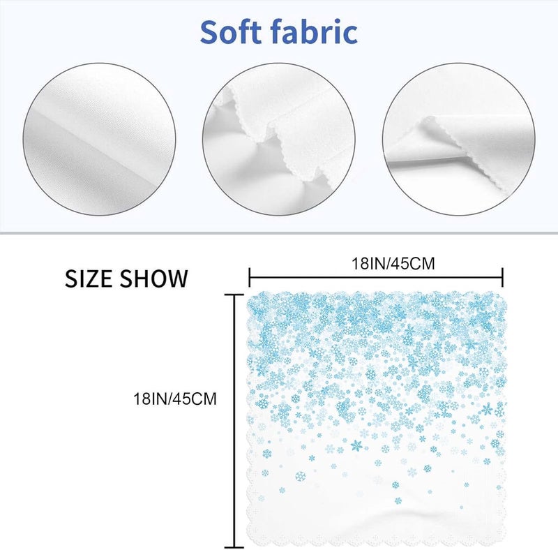Yibeas Random Falling Blue Snowflakes Cloth Napkins Set of 4 Winter Magic Snowy Crystal Flakes Scatter Snowfall Xmas Dinner Square Napkin for Family Restaurant Weddings 18 x 18 inch - Image 2