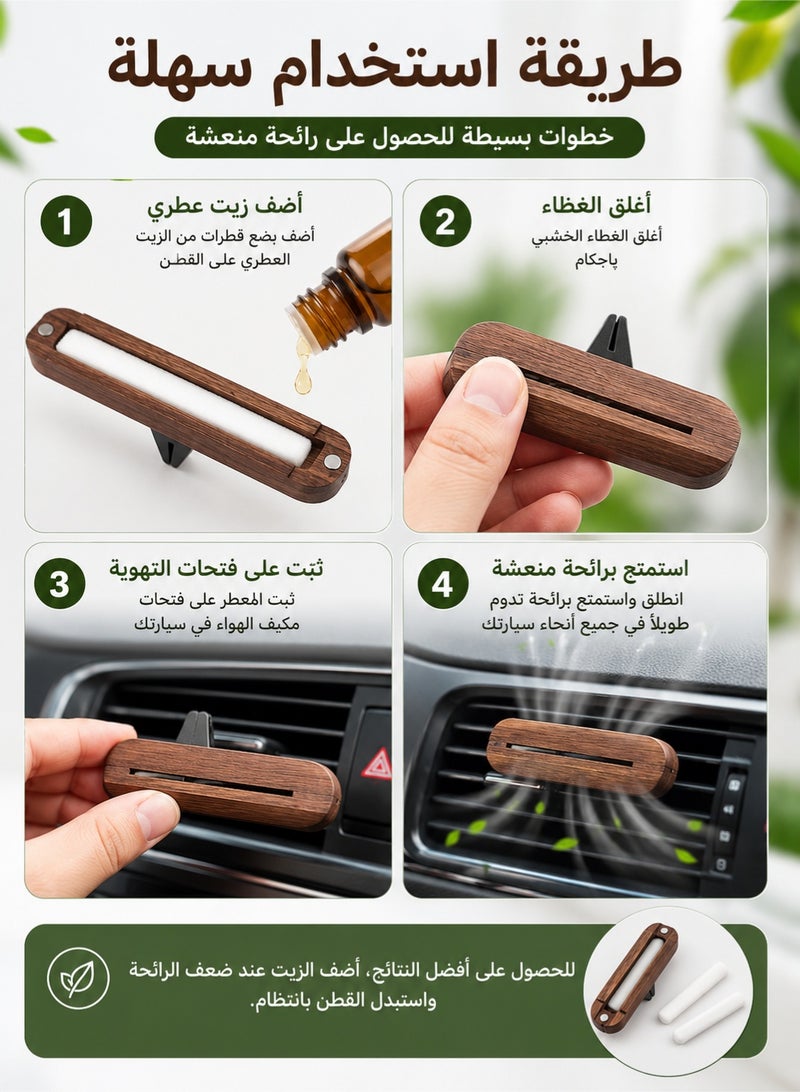 Car air freshener, wood-based essential oil car air freshener, comes with 4 replacement cotton pads, a bottle of Bvlgari white tea fragrance liquid, car air freshener, car fragrance clip, car air vent air freshener, making driving more enjoyable and comfortable. - Image 4