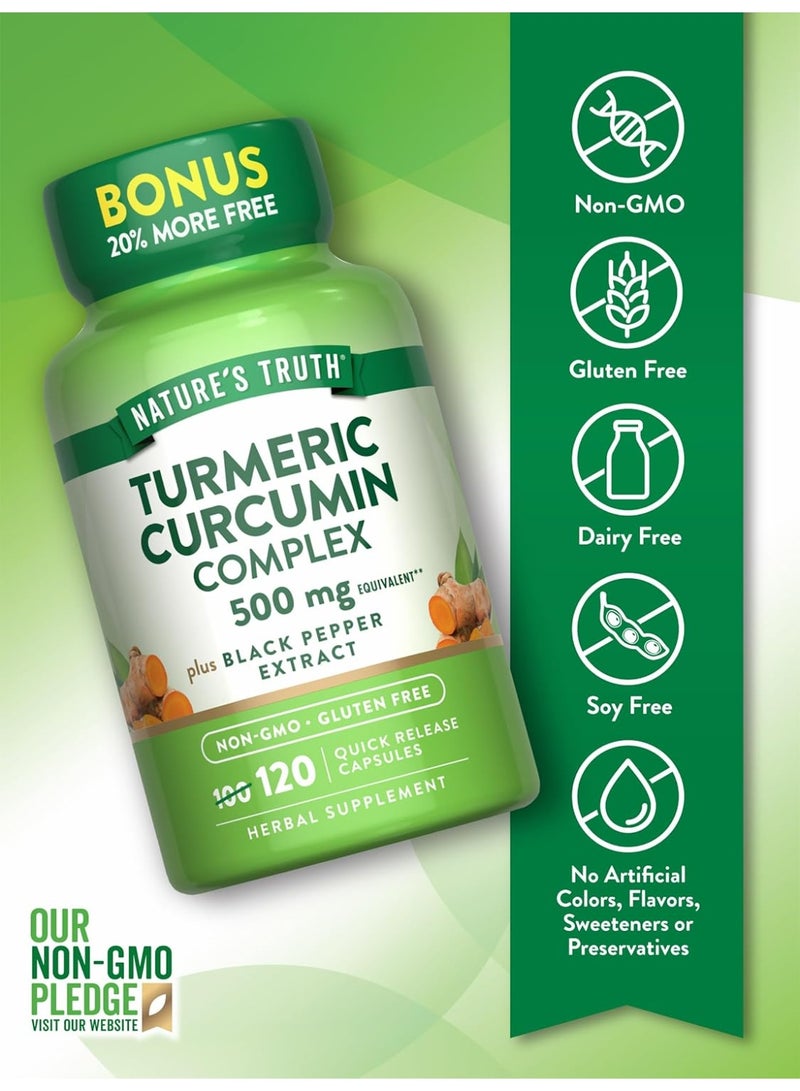 Nature's Truth Curcumin & Turmeric Complex 500 mg + Black Pepper - 120 Fast-Acting Capsules - Image 4