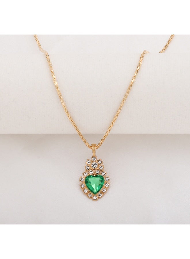 إينوشا طقم الزمرد الأخضر على الطراز القديم - مجموعة ثلاثية كاملة من القلادة المتدلية والأقراط الطويلة والخاتم الفاخر - Image 2