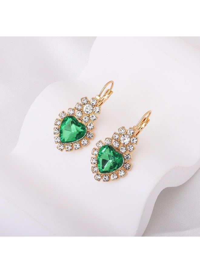 إينوشا طقم الزمرد الأخضر على الطراز القديم - مجموعة ثلاثية كاملة من القلادة المتدلية والأقراط الطويلة والخاتم الفاخر - Image 3