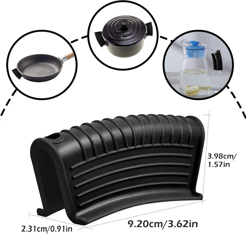 EVAHOM 8 Pack Cast Iron Pot Assist Handle Covers, High Heat Resistant Anti-Slip Silicone Skillet Handle Cover for Any Frying Cast Iron Skillet Metal Pan, Washable Reusable Rubber Pot Holder Sleeve Black - Image 2